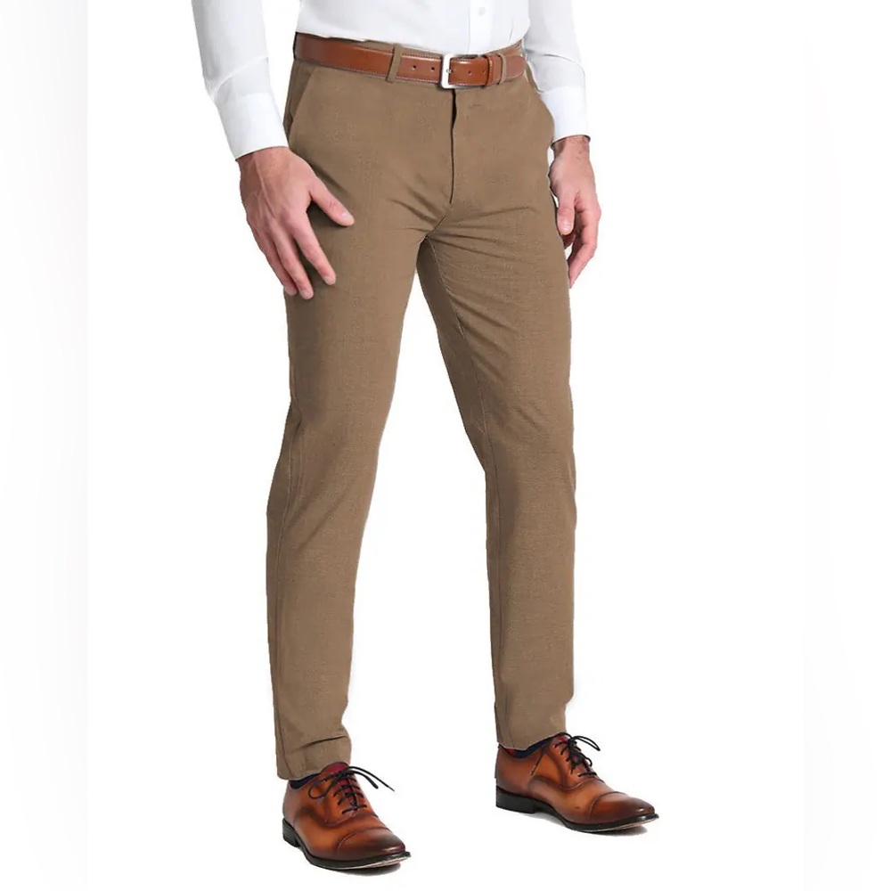 Athletic Fit Stretch Suit Pants (36) - Heathered Cappuccino NWT